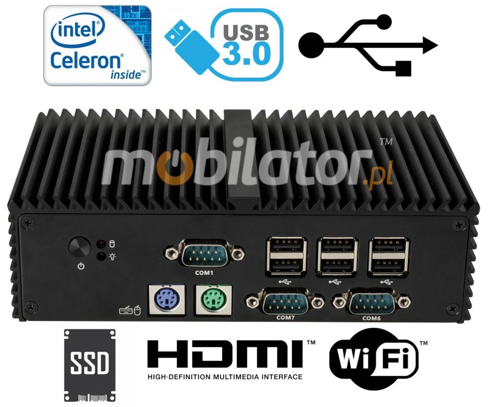 Mini Fanless Computer - Industrial Fanless MiniPCmBOX Q190X - PS/2 SSD WiFi